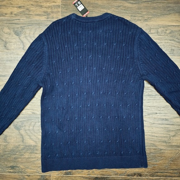 Express Mens‎ XL 100% Cotton Crew Neck Warm Cable Knit Sweater NEW - Picture 2 of 4